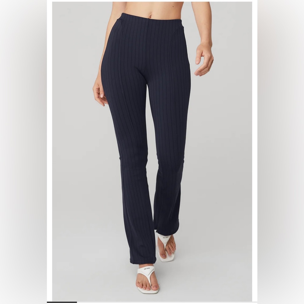 Alo High-waist Pinstripe Zip-it Flare Legging